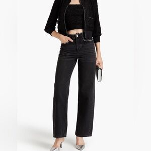 MAJE high rise wide leg Black Women's Jeans with rhinestones